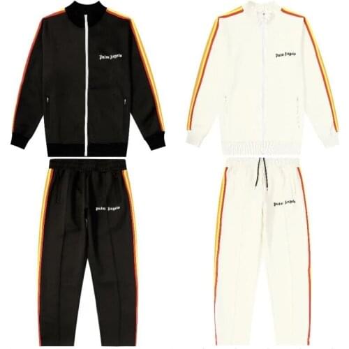 Palm Angels 21SS letters Long Sleeve Pants for Men and Women, Rainbow Pants, Trendy Style, Sports Jacket, Sportswear Set
