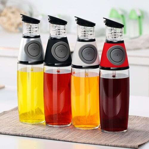 AMINNO Oil Dispenser With Measurements For Cooking And Vinegar Cruet Drip-Free Spout 500ml/250ml Glass Bottle Health Kitchen