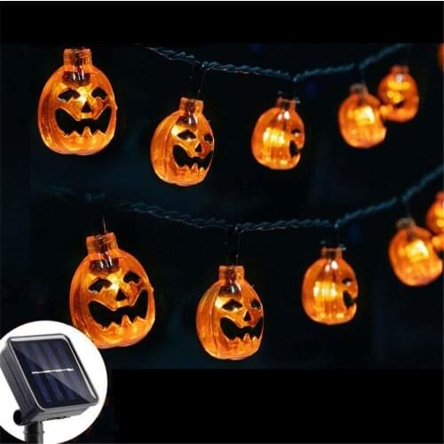 Solar Powered 10/20/30 LEDs Halloween Pumpkin led string lights Halloween Holiday Christmas Party Garden Patio Decoration Lights