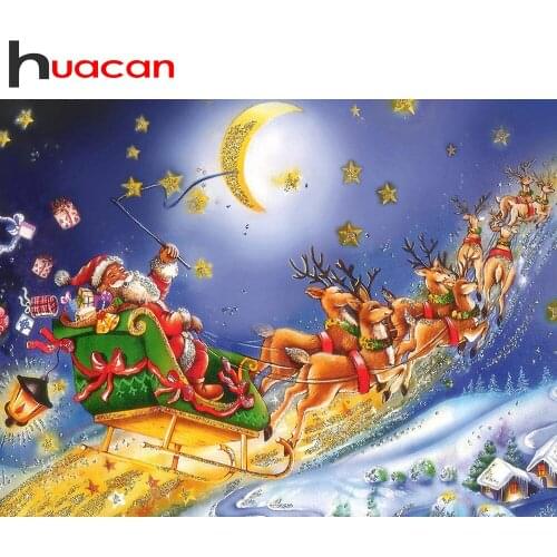 Huacan New Diamond Painting Christmas 5D DIY Diamond Mosaic Embroidery Cartoon Needlework Handmade Gift Decoration For Home