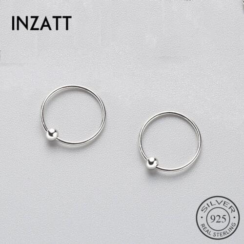 INZATT Minimalist Geometric Round Bead Hoop Earrings 2018 Three sizes For Women Birthday Real 925 Sterling Silver Fine Jewelry