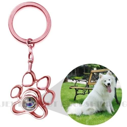 Custom 925 Sterling Silver Pet Photo Projection Keychain,Pendant Dog Cat Animal Picture Memory Jewelry Gift Dropshipping