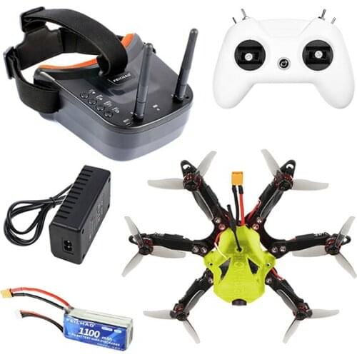 JMT DIY 175mm Six-Axle Mini Airframe DIY FPV Racing Drone with 1/1.8" 1200TVL 2.1mm+ND filter FPV Goggles T8S/FS-i6 FS I6 TX