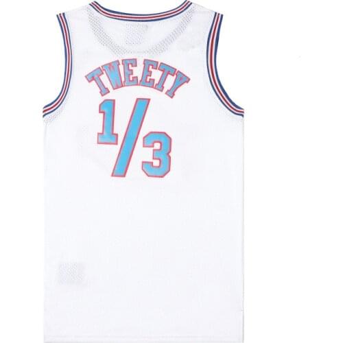 Classic Space Jam Film cosplay costume Version Embroidered Jersey Basketball Wear White Black No. 34 jersey