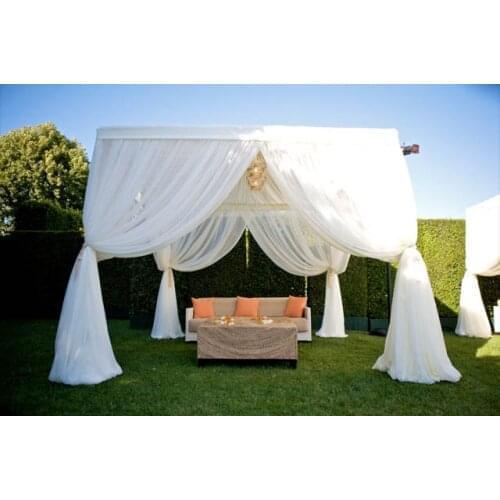 10'*10'*10' pure white with champagne square canopy drape with stainless steel Pipes,wedding stage decoration wedding curtain