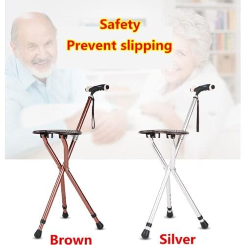 Lightweight flashlight portable stool walking stick adjustable crutch chair a crutch with stool