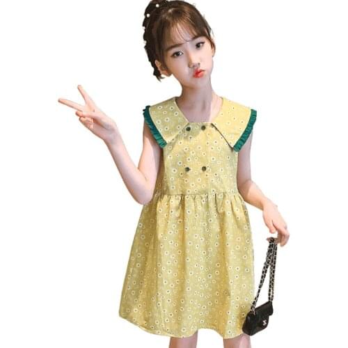 Girl Summer Dresses Solid Pattern Girl Child Dress Spring Autumn Kids Dresses Teenage Costume For Girls 6 8 10 12 14