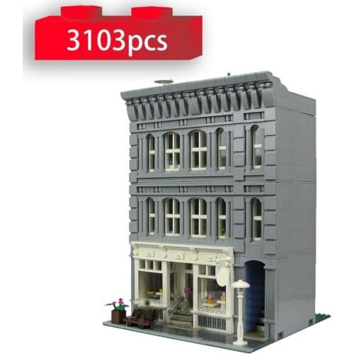 City Street View Modular House Model Building Blocks Modular Downtown City Center Constructor DIY MOC Bricks Toys for Children