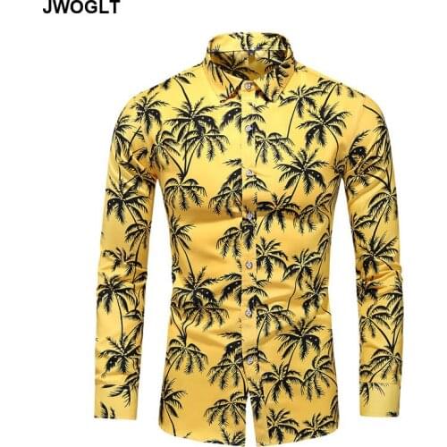 45KG-120KG Mens Casual Coconut Tree Printed Hawaiian Shirts Long Sleeve Button Down Aloha Autumn Tops 5XL 6XL 7XL