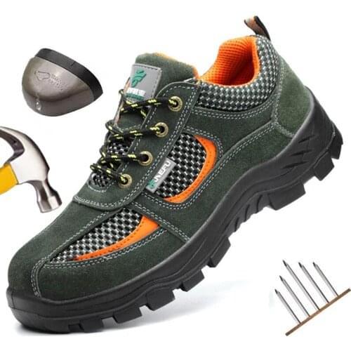 Mens Steel Toe Safety Shoe All Season Ultra-light soft bottom Steel Toe Indestructible Lightweight Shoe Breathable Work Sneakers