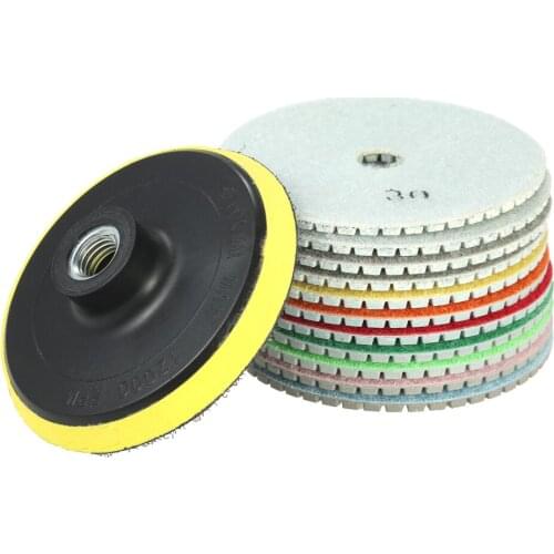 12pcs/set 4 inch Diamond Wet Polishing Pads Kit Grinding Disc + Backing Pad for Granite Stone Concrete Marble Grinding Discs Set