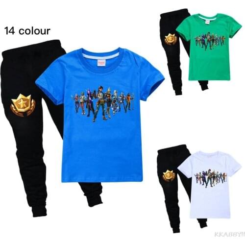 Fortnites Newest Summer Girl Casual Outfits Set T-Shirts + Sport Shorts Boys Fashion Teenagers Tracksuit 2-16Year