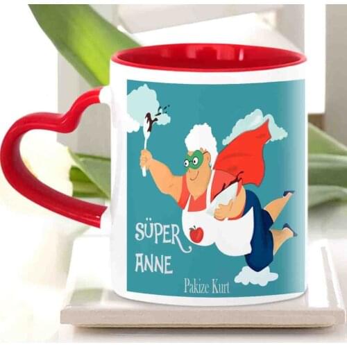 Personalized Mother 'S Day Themed Red Heart Mug Cup KK10