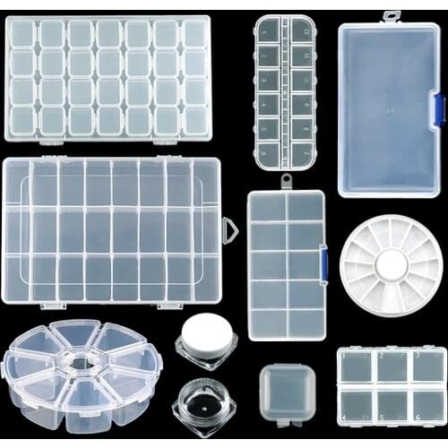 Practical jewelry storage Adjustable Plastic Compartment Storage Box Jewelry Earring Bin Case Container Storage Boxes