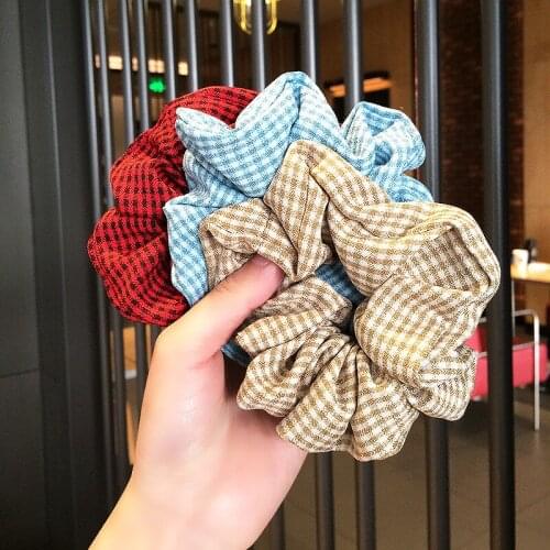 Plaid Print Scrunchies For Girls High Elastic Hair Bands Children Hair Styling Tools Barrettes Hair Ting Head Rope Headdress
