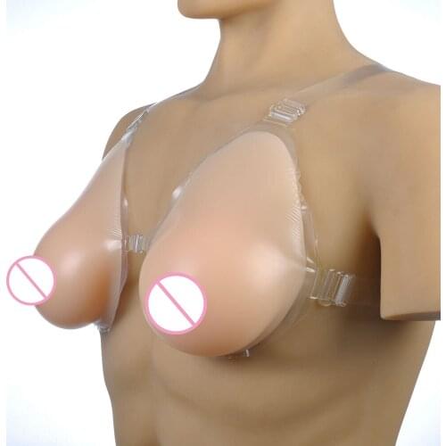 800g C Cup Droop Silicone Fake Breast Boob Simulation Breast Forms With Strap For Mastectomy Drag Queen Shemale