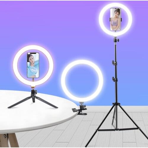 Photography LED Selfie Ring Light 10inch Dimmable Camera Phone 26CM Ring Lamp With Stand Tripod For Makeup Video Live Studio
