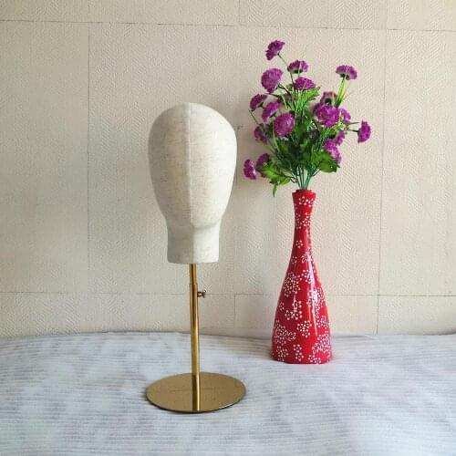 Fabric Cover Mannequin Head With Metal Base For Wig And Hat Display