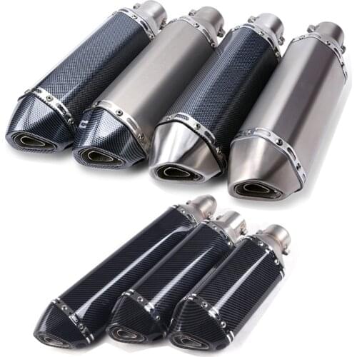 Universal Motorcycle Carbon Fiber Face Exhaust Muffler Escape Slip On For Most Motorbike