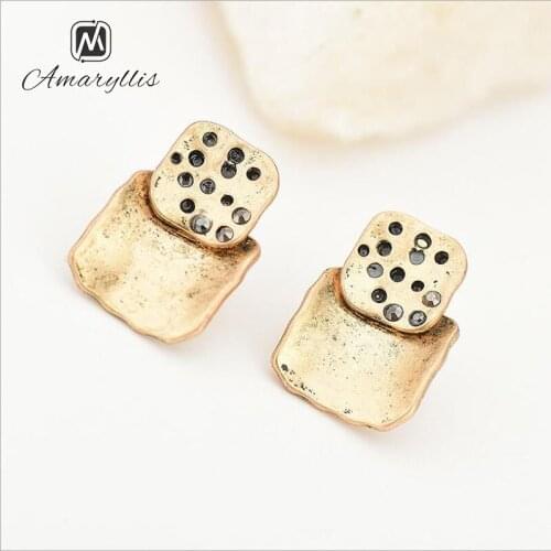 Amaiyllis Vintage Alloy Square Statement Studs Earrings For Women Bohemia Geometric Metal Post Earrings Hot Model Party Earrings