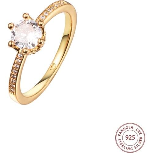 2021 New 925 Sterling Silver Clear Sparkling Crown Solitaire Rings for Women Wedding Engagement Ring Fashion Jewelry Gift Bague