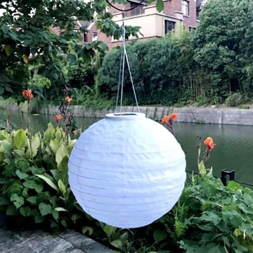 1/2pcs Solar Lampion Outdoor Chinese Paper Ball Hanging Supplies Lampion Decoration Party Outdoor Solar Birthday Ball Weddi I0G9