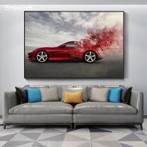 1 Pieces Cool Red Sports Car Modern Home Decor Pictures For Living Room Wall Art Posters HD Print Canvas Oil Paintings Artworks