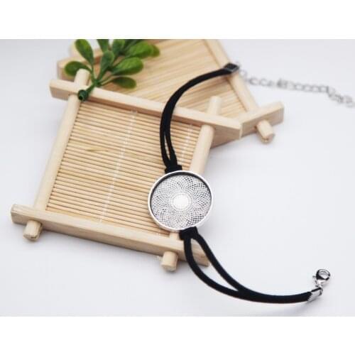 10pcs Round Suede Cord Handmade Charm Bracelets Blank Base Setting Fit 25mm Glass Cabochons For DIY Jewelry Accessories Finding