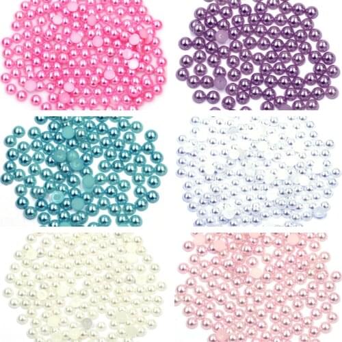 1000Pcs Resin Imitation Pearl Bead Flatback Half Round Cameo Cabochon Mixed For Nail Art DIY Craft Jewelry Decoration 3mm