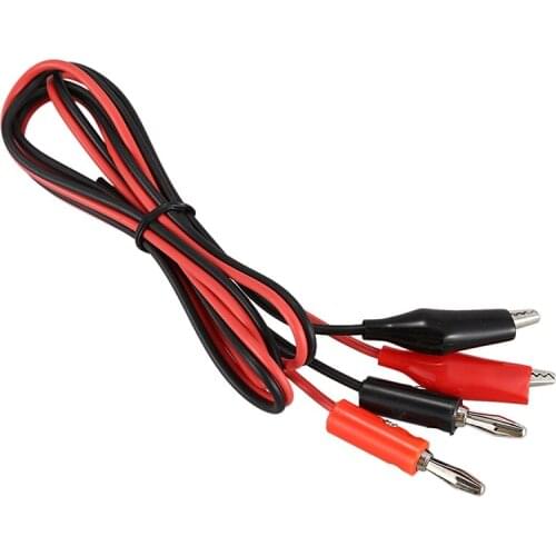 2 Pair Alligator Test Lead Clip to Male Banana Plug Cord Cable 1M Red+Black