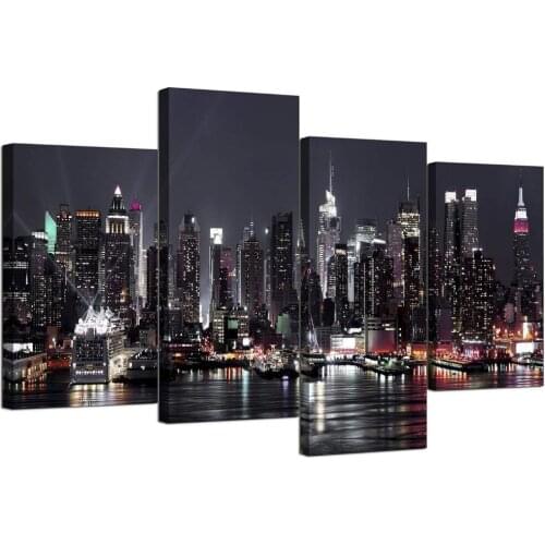 4 Piece Canvas Pictures York Skyline for Your Living Room - NYC Cityscape Prints Modern Wall Art 4 Pieces Drop shipping
