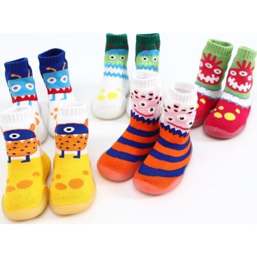 5 Colors New Baby Boy Girl Toddler Non-slip Indoor Floor Anti-slip Slippers Babys Outdoor Breathable Cotton Thick Woolen Shoes