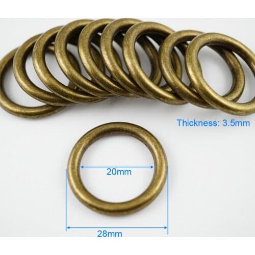 50 Pieces 19.5mm Antique Brass Color Welded Metal O Ring Purse Bag O Ring