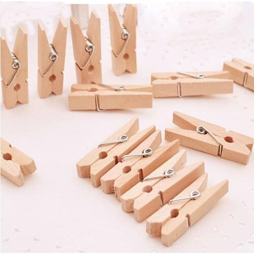 50pcs Small Mini Size 4.5cm Natural Wooden Clips DIY Clip For Photo Clips Clothespin Craft Decoration Clips Pegs
