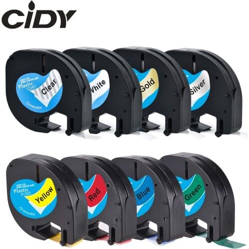 8pcs 12267 91201 91202 91203 91204 91205 91207 91208 label tape for LT-100H label maker 12mm dymo letratag 91331 ribbon cassette