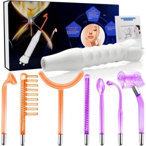Portable Electrode High Frequency Facial Machine With 7pipes Spot Acne Remover Facial Skin Care Massager For Face Beauty Device