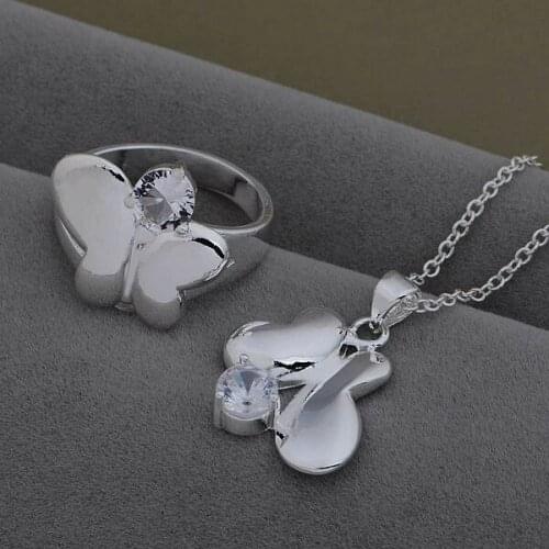 AS527 Trendy wholesale r Jewelry Sets Ring 544 + Necklace 986 /axhajooa byeakplar plated