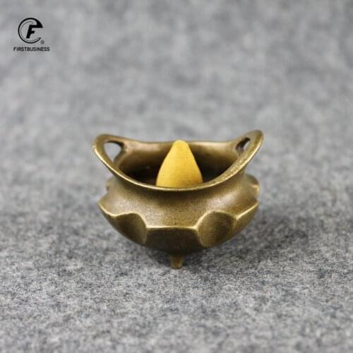 Bronze Copper Incense Burners Portable Xuande Furnace Ears Censer Buddhism Incense Holder Home Tea House Yoga Studio Home Desk