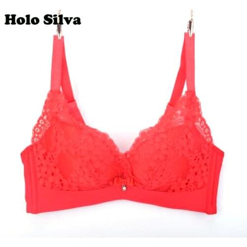 Small Chest Push Up Bra For Women Underwear Floral Brassiere Transparent Small Chest 34AB 36AB 38B Sexy Lace Embroidery Lingerie