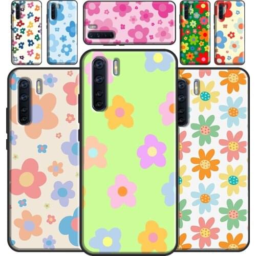 Groovy Pastel Flowers Bloom Daisies Case For OPPO A93 A91 A83 A5 A9 A31 A53 2020 A52 A72 A15 A3S A5S F5 Find X3 Pro Cover Capa