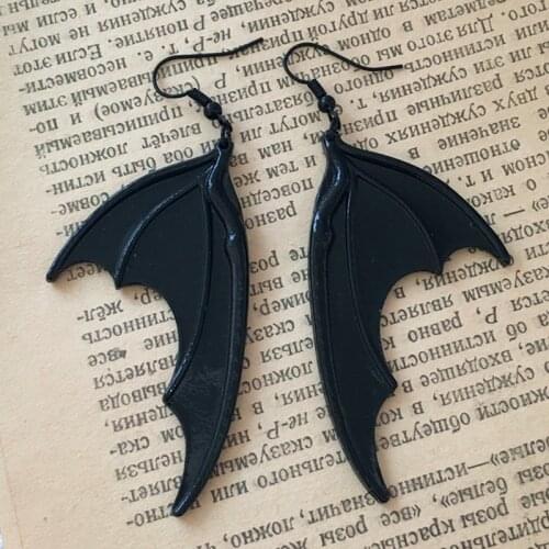 Black Bat Wing Earrings,Neo Victorian Gothic Earrings, Large Vampire Wing Earrings,gift for Bat Lover,dark Style,Vampire Bat