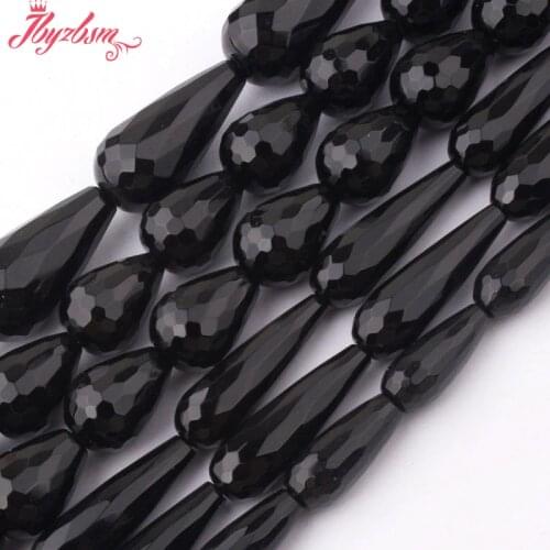 Black Faceted Drop Beads Agates Natural Stone Beads For DIY Necklace Bracelets Woman Beads Jewelry Making 15" Free Shipping