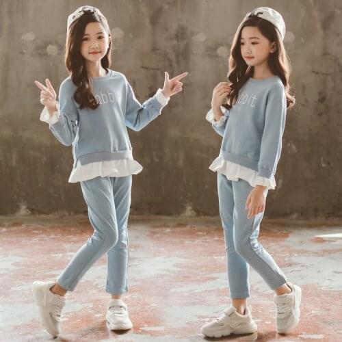 Childrens suits girls autumn and winter new coat pants suit casual suit girls clothes 10 12 years old