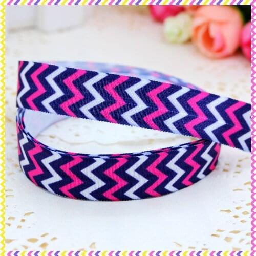 DHK 5/8'' 5yards Fold Over Elastic FOE chevron printed headband headwear hair band diy decoration OEM Wholesale C297
