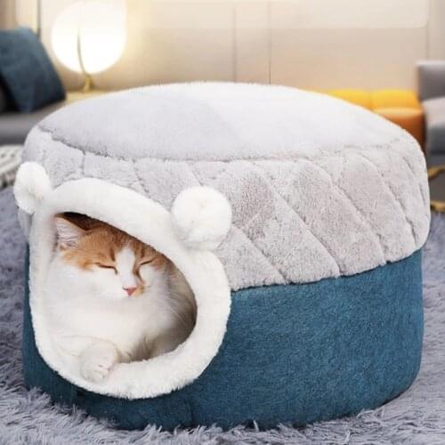 Cat Bed House Soft Plush Dogs Cats Nest Kennel Cushion Winter Warm Sleeping Pet Dog Bed Pet Mat Supplies