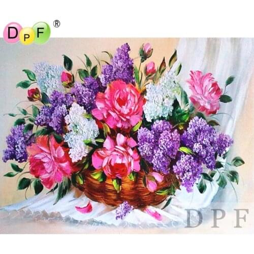 DPF diamond embroidery Flower baske diamond painting cross stitch crafts diamond mosaic square rhinestone needlework home decor