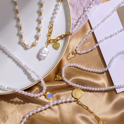 IFMIA Elegant Pearl Necklace For Women Heart Pendant Necklace Fashion Multilayer White Pearl Choker Necklaces Wedding Jewelry