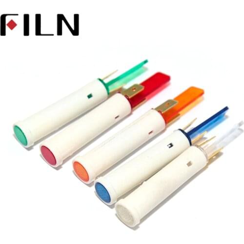 Filn 8mm hole plastic snap in 3v 5v 6v 12v 24v 220v mini LED indicator light 4.8mm faston