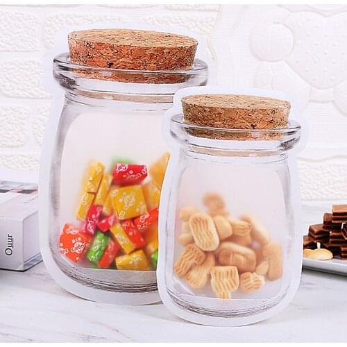 Imitation Wood Mason Jar Bottle Ziplock Packaging Bag Resealable Kitchen Fridge Travel Snack Chocolate Stand Up Gifts Pouches
