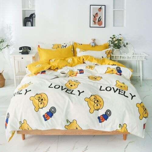 Disney Winnie Bear Comforter cover Bedding Set Twin Queen King Size Cartoon Duvet Cover Pillowcase Set Girls Boys Kids Bed Sets